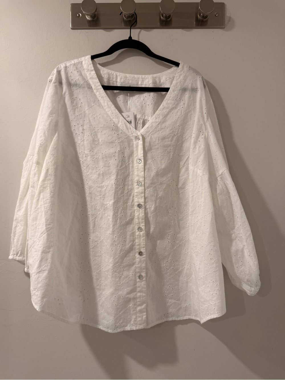 J. Jill White Eyelet Button-Front Blouse